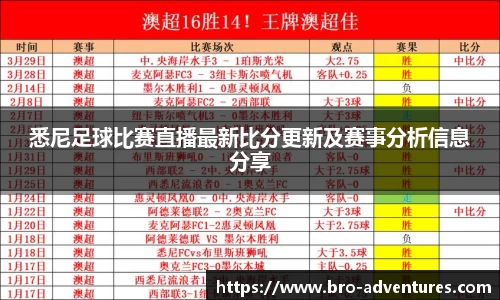 悉尼足球比赛直播最新比分更新及赛事分析信息分享